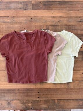 PacSun Short Sleeve Crewneck Tees in Brown, Khaki & Mint